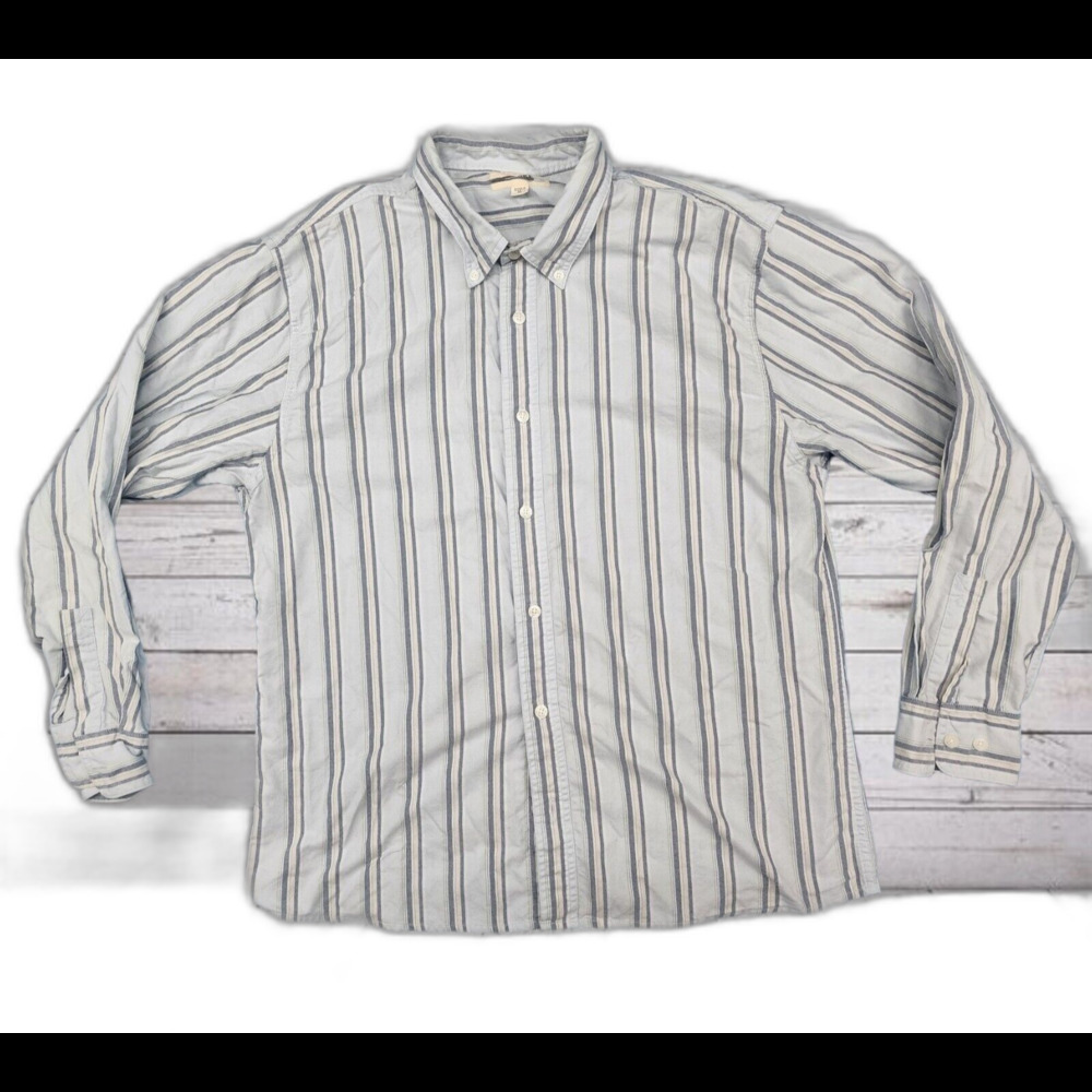BKE Men's Light Blue Stripe Regular Fit Long Sleeve Button Down Shirt Size XL